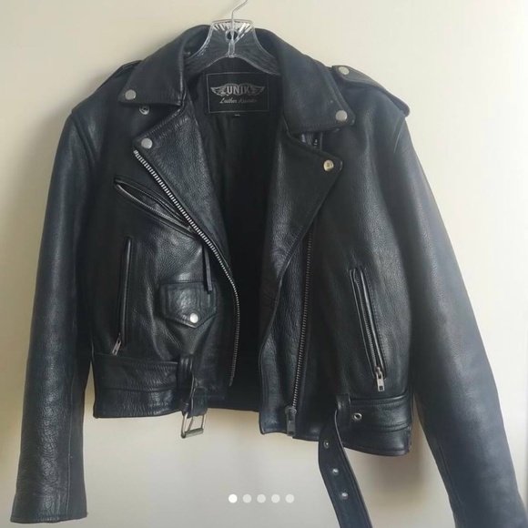 Leather Biker Jacket Genuine Leather Vintage - Picture 7 of 9